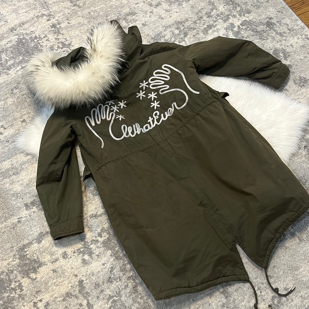 Warm army green knee length jacket